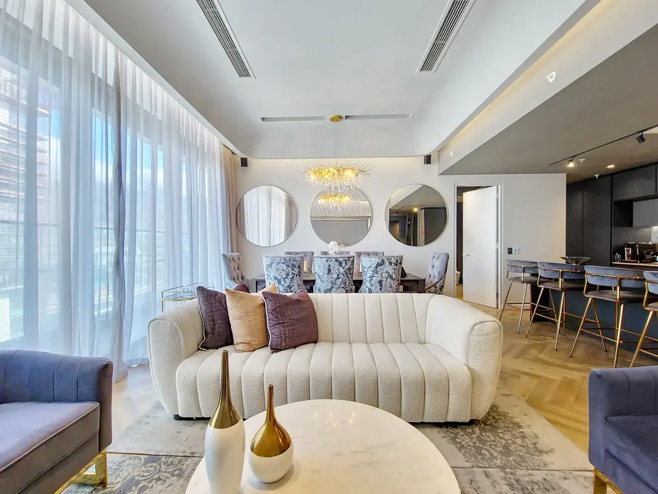 Living room of the penthouse at The Rockefeller